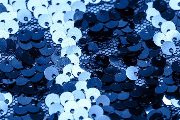 classic blue sequins close up