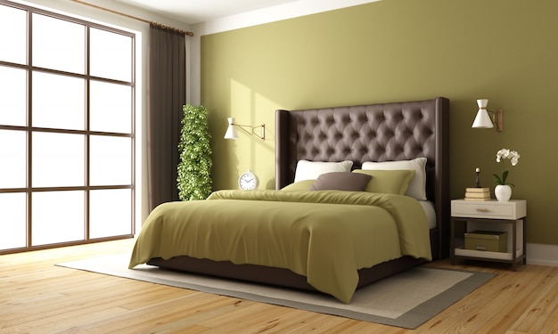 Photo classic brown and green bedroom