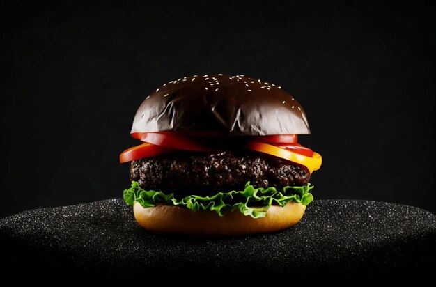 Foto burger classico con patatina di manzo ai generato