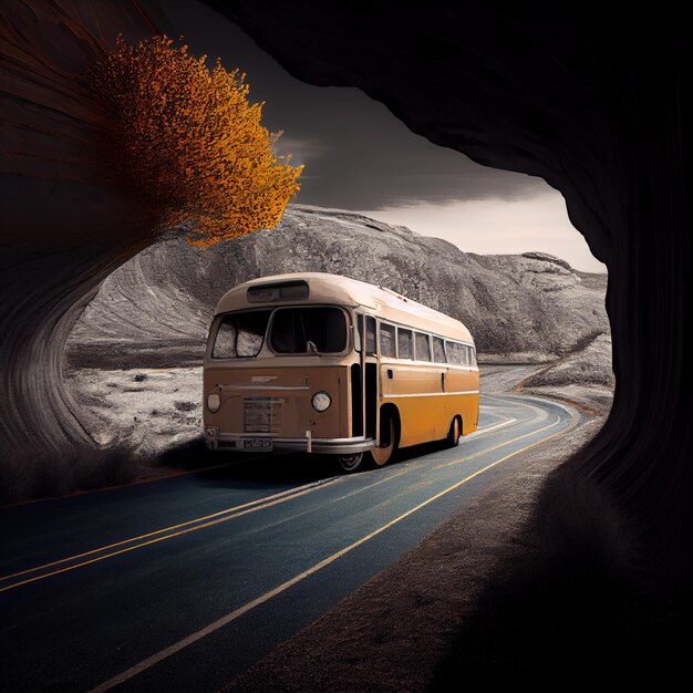 Classic Bus on Road