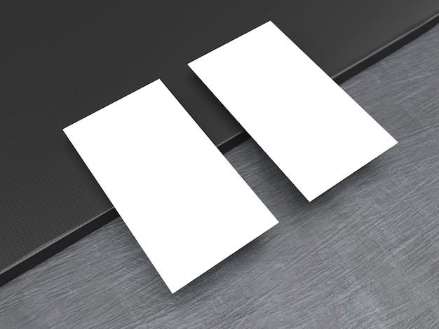 Classic business card mockup double front and back angeled cross view