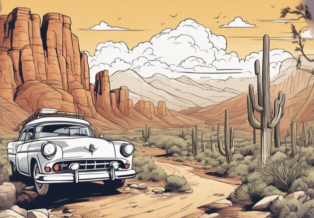 写真 ネバダ砂漠ベクトル イラスト デザインのクラシックカー