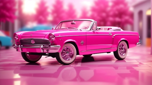 Classic car pink wallpaper