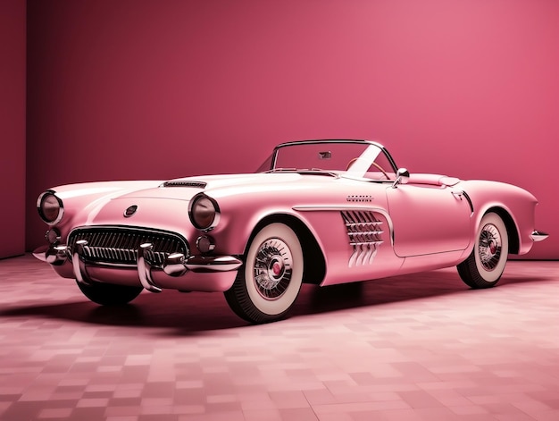 Classic car pink wallpaper