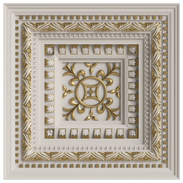 Classic ceiling caisson.3d rendering