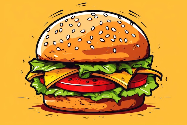 Classic cheeseburger icon on white background