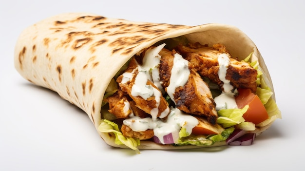 Classic Chicken Shawarma on white background