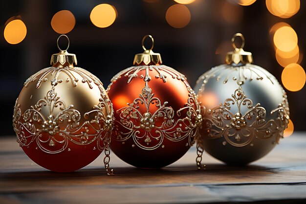 Photo classic christmas tree ornaments photography