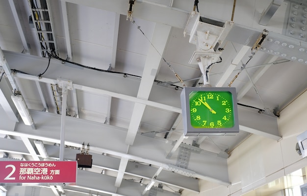 Classic clock at the Naha train station in Okinawa, Japan