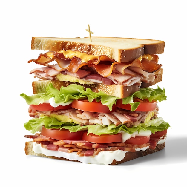 Premium AI Image | Classic club sandwich stacked high with bacon ...