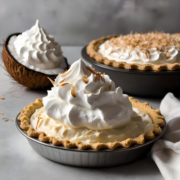 Classic Coconut Cream Pie with Whipped Cream Garnish