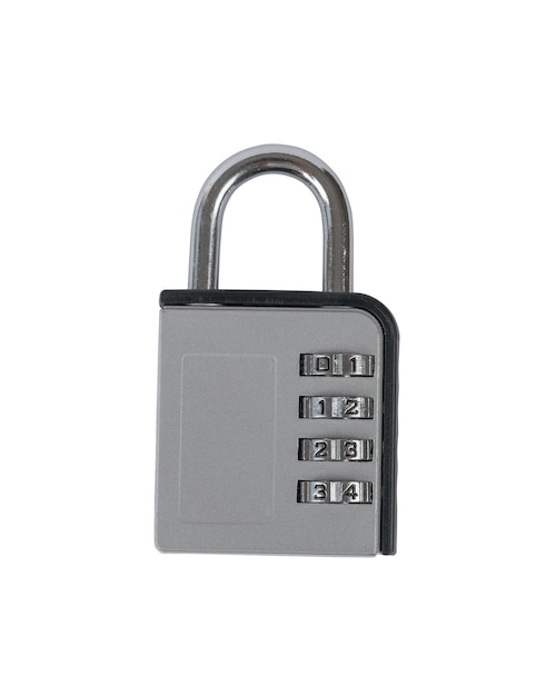 Classic combination grey lock isolated on a white background A device for protecting property