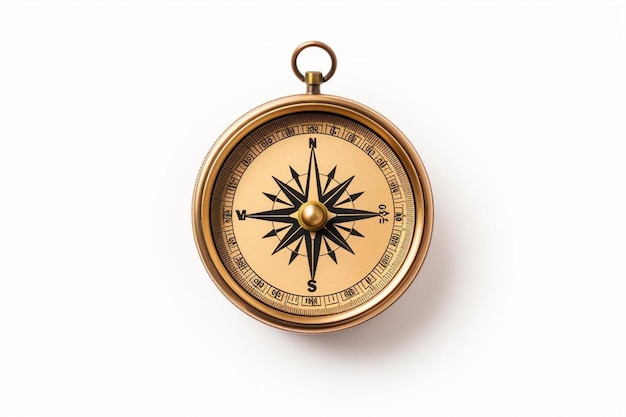 Photo classic compass navigational compass isolated on a white background top view