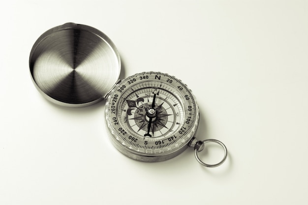 Classic compass on white background. - vintage style