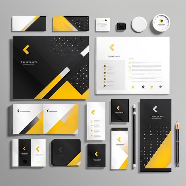 Classic corporate identity template design with rhombus Business stationery