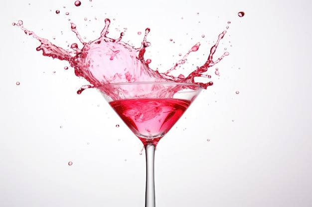 Classic cosmopolitan cocktail splash isolated on white background