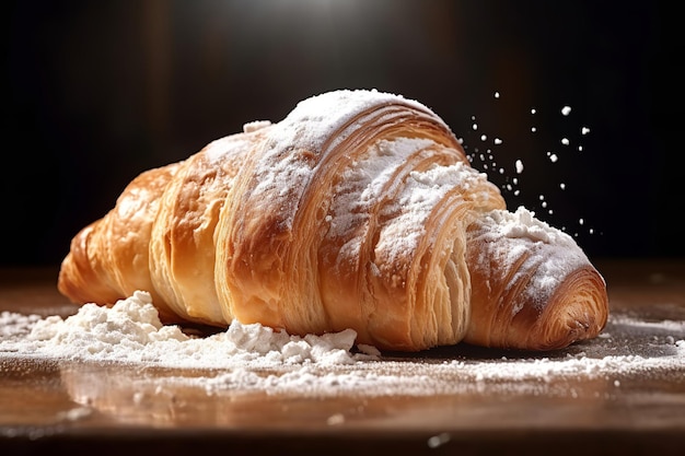 Classic Croissant with a Light Dusting of Flour