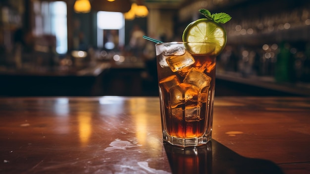 Classic cuba libre cocktail acohol drink