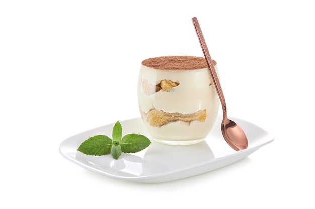 Classic dessert tiramisu in a glass