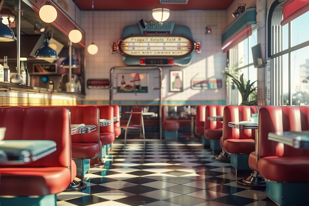 Photo a classic diner with retro decor