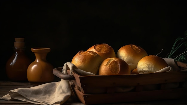 Classic Dinner Bread Rolls with Copy Space