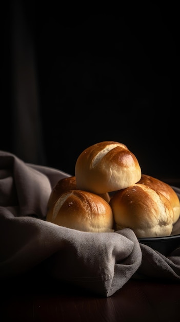 Classic Dinner Bread Rolls with Copy Space