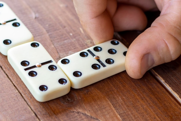 Classic domino closeup Board game for the whole family entertainment and competitive board game