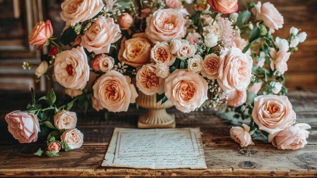 Classic elements like love letters roses and antique accents exude timeless charm
