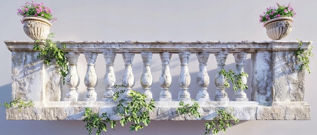 Photo classic european terrace architectural elegance in summer green and floral decor