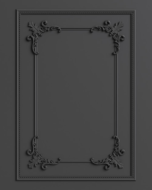 Classic frame with ornament decor on white wall