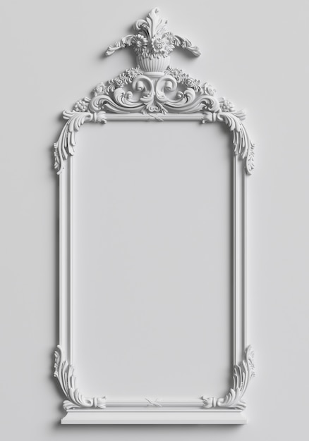 Classic frame with ornament decor on white wall