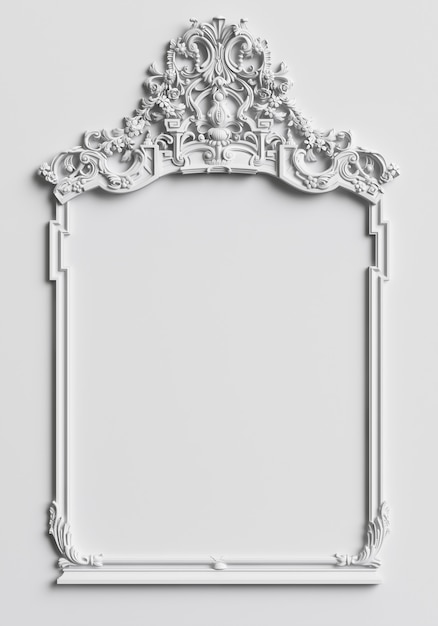 Classic frame with ornament decor on white wall