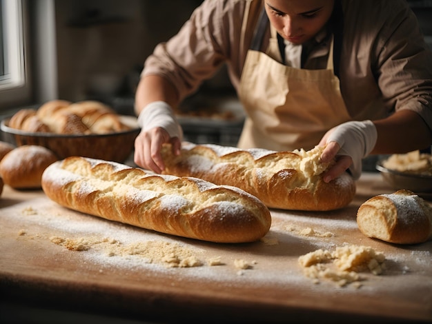 A classic French baguette from mixing the dough to the final golden brown result