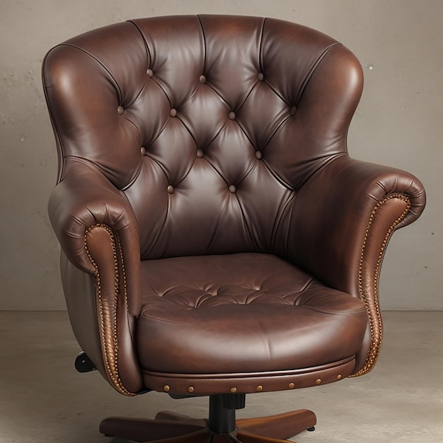 Классическое игровое кресло с винтажной кожаной отделкой и сложной строчкой.