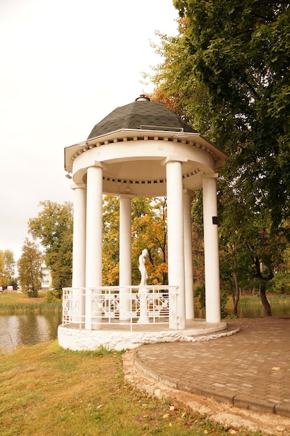 Classic gazebo in the city Park Belkino Manor, in Obninsk