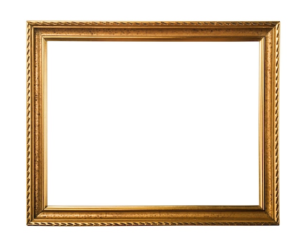 Classic gold frame isolated on white background