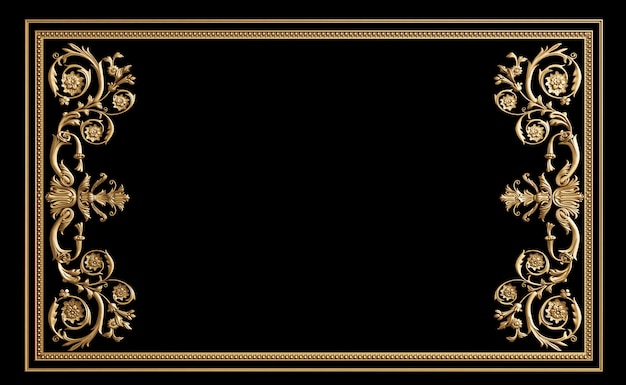 Classic golden frame with ornament decor isolated 