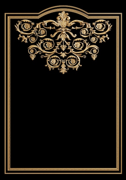 Classic golden frame with ornament decor isolated 