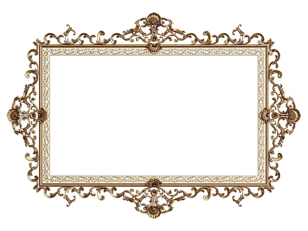 Photo classic golden frame with ornament decor