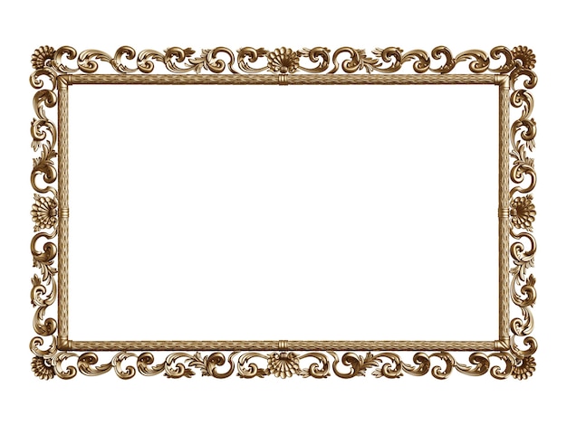 Photo classic golden frame with ornament decor