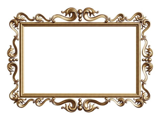 Photo classic golden frame with ornament decor