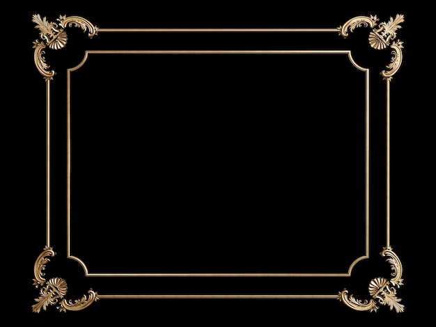 Photo classic golden frame with ornament decor