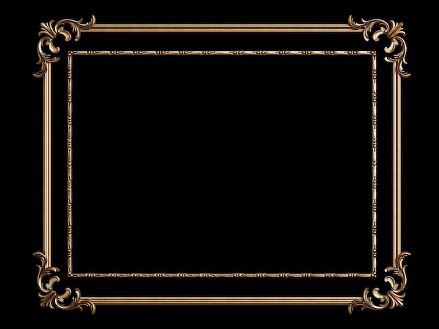 Photo classic golden frame with ornament decor