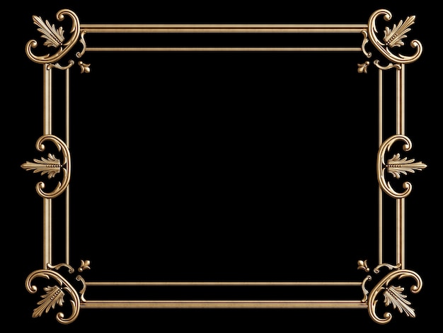 Photo classic golden frame with ornament decor