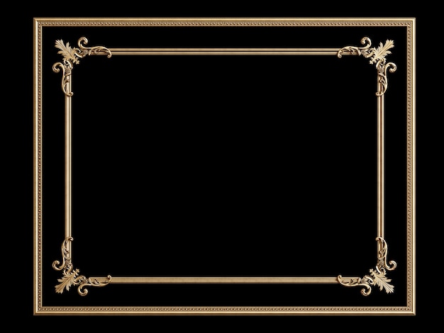 Photo classic golden frame with ornament decor