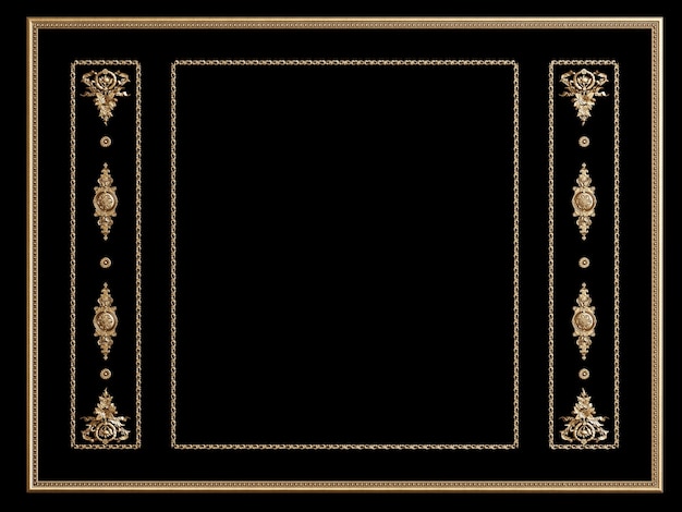 Photo classic golden frame with ornament decor