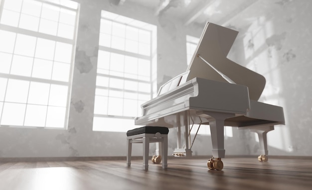 Classic grand piano in classical style room interior Musical instrument