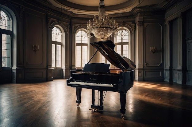 Classic grand piano in elegant room