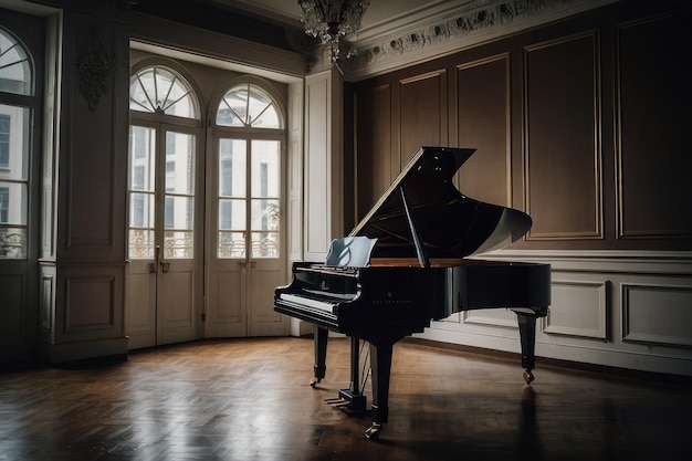 Foto pianoforte a coda classico in una stanza elegante