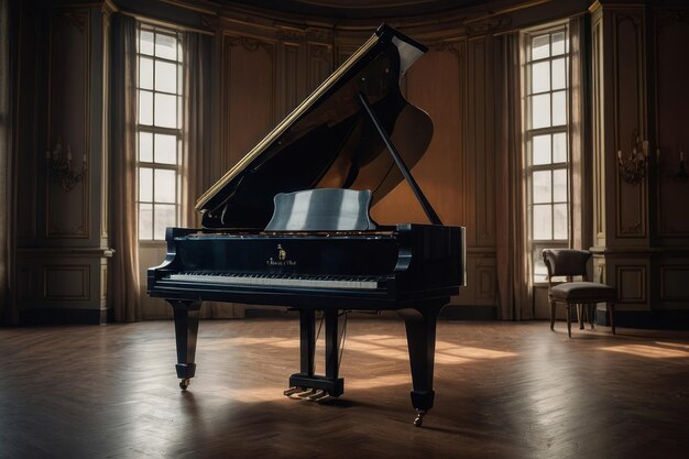 Classic grand piano in elegant room